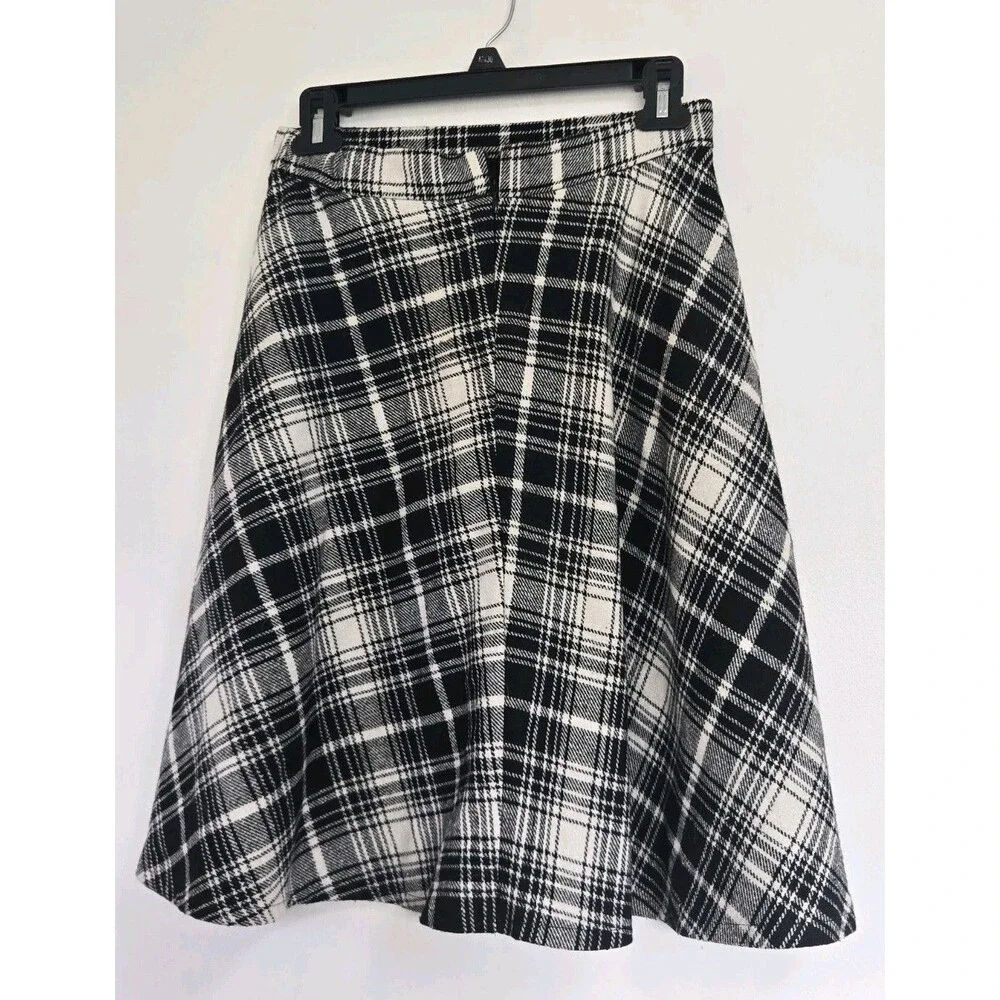 Allegra K Skirt Womens S Midi Black White Plaid Preppy Academia Grunge NWT - Picture 5 of 9